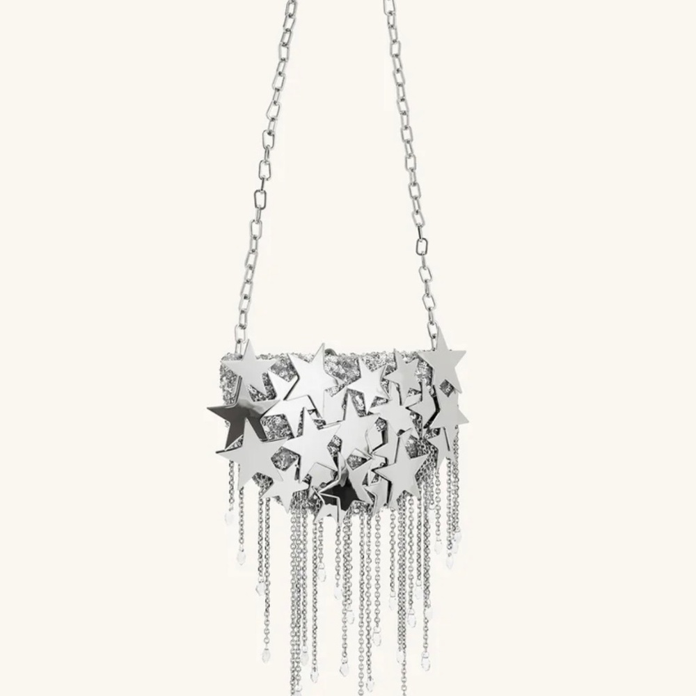 JW PEI ANIKA Crossbody Star Embellished Silver Chain Bag